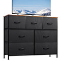WLIVE Dresser TV Stand, Entertainment Center with Fabric Drawers, Media Console Table with Metal Frame and Wood Top for TV up to