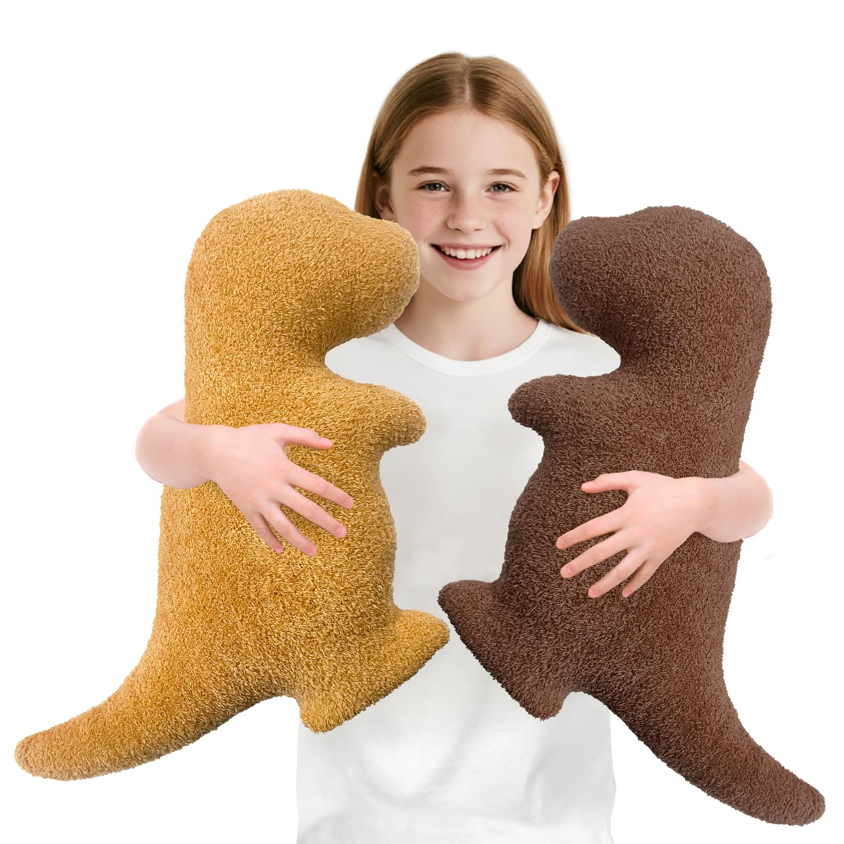 Andywoo Dino Nuggets Chicken Pillow Plush, Dinosaur Chocolate Pillow Stuffed Animal Plush Toy for Funny Birthday Gifts for Boy a