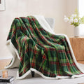 PU MEI Sherpa Fleece Throw Blanket 60 x 80 Reversible Plush Fluffy Large Big Blanket Lattice Flannel Blankets for All Season Use