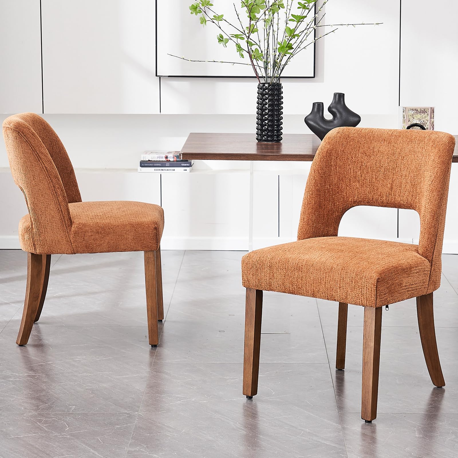 VKNOW Wooden Dining Chairs Set of 2, Modern Fabric Upholstered Dining Room Chair Kitchen Chairs, Farmhouse Dinner Chair for Kitc