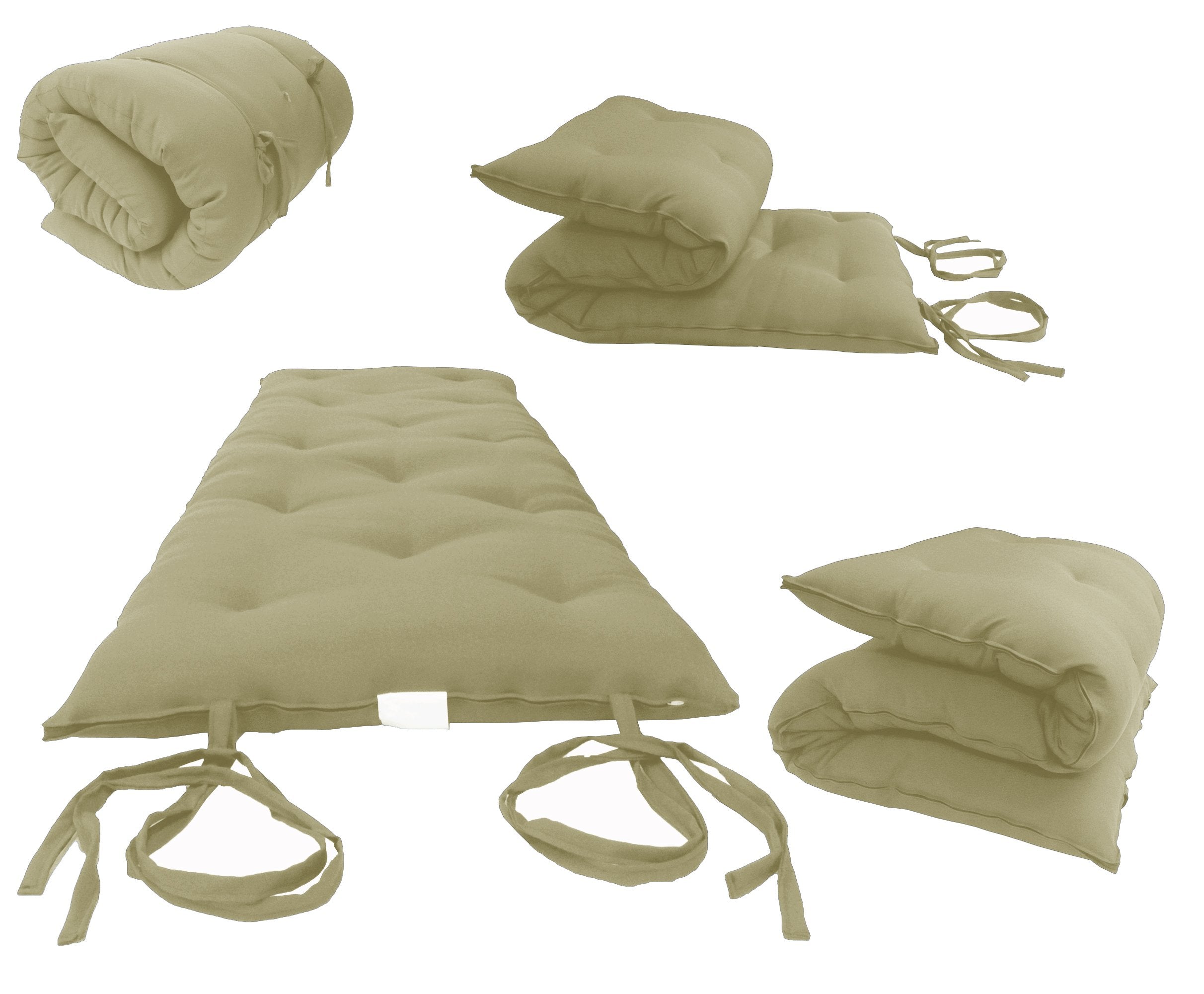 Twin Size Traditional Japanese Floor Futon Mattresses, Tatami Foldable Cushion Mats, Yoga, Meditaion 80 x 39 x 3 (Tan)