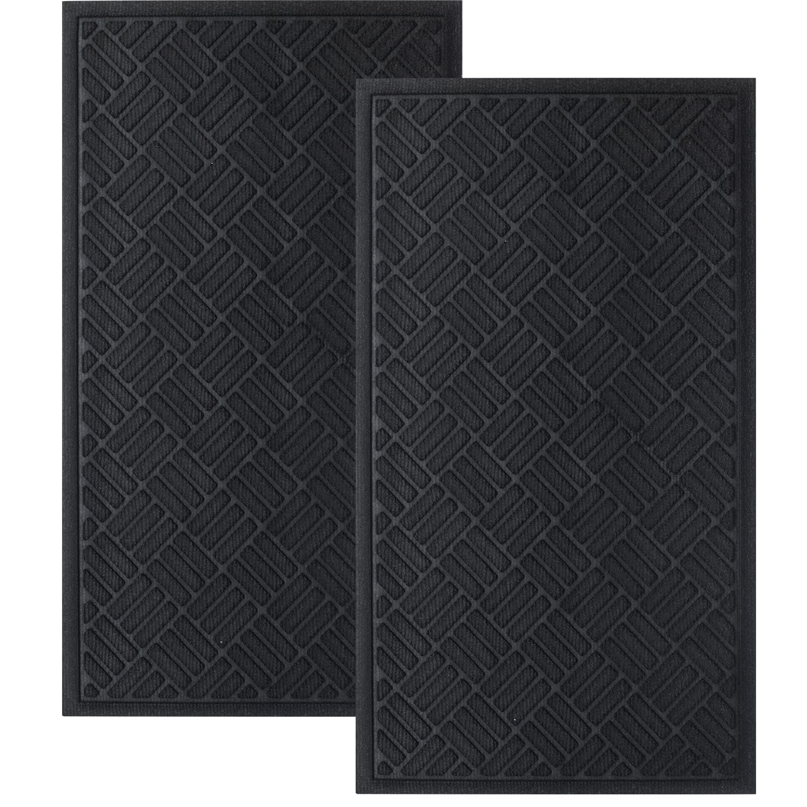 MATALL Front Door Mat 2 Pack Indoor and Outdoor Welcome Mat, Absorbent and Drain Away Water Heavy Duty Entryway Doormat for Fron