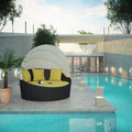 Modway Siesta Wicker Rattan Outdoor Patio Canopy Daybed in Espresso Peridot