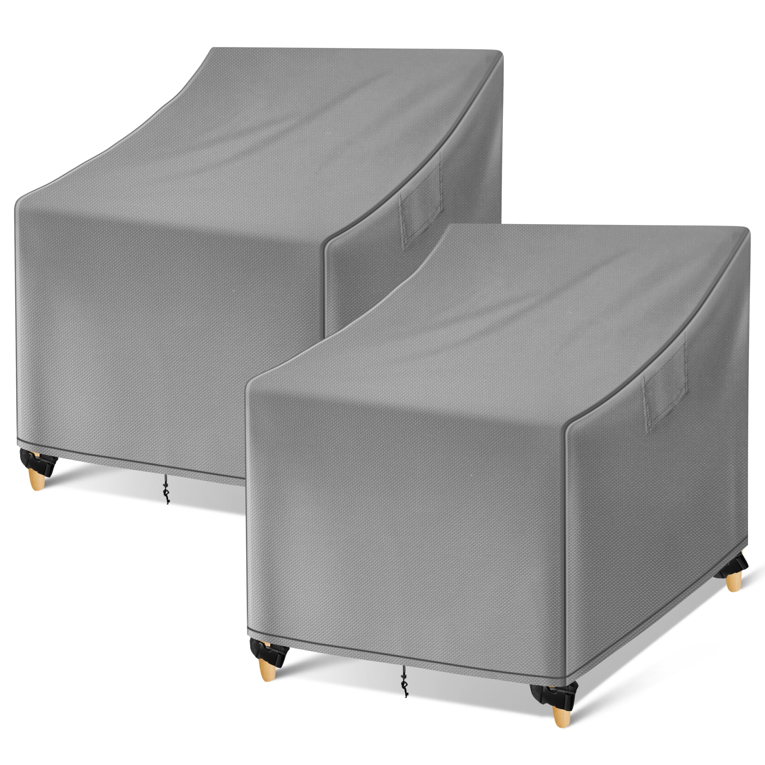 WLEAFJ Outdoor Adirondack Chair Covers Waterproof, Gray Lawn Patio Furniture Covers, Heavy Duty Wicker Garden Sofa Chair Cover, 