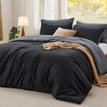 Bedsure California King Comforter Set, Reversible Black Soft Prewashed Bed Comforter for All Seasons, 3 Pieces Warm Bedding Sets