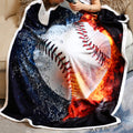 Sviuse Baseball Blanket 3D Print Baseball Throw Blanket Gifts for Boys White Ball in Fire and Water Soft Sport Throw for Kids an