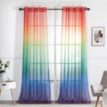 California Drapes 2 Piece Rainbow Ombre Sheer Curtains for Bedrooms, Playrooms, Nurseries & More (Rainbow, 52 X 84)