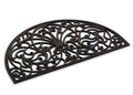 Rubber Scroll Doormat Half Moon Mat, Indoor Outdoor Entrance Mat, Low Clearance, Functional and Easy to Clean, Wrought Iron Scro