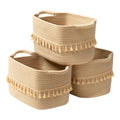 TeoKJ Storage Basket 3 Pack for Organizing, Rope Cotton Baskets for Toy, Clothes, Blankets, Decorative Basket for Living Room, N