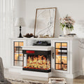 oneinmil 59 Fireplace TV Stand, 3 Sided Glass Media Entertainment Center Console Table for TVs up to 65 with Glass Door Adju