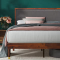 ZINUS Raymond Wood Platform Bed Frame with Adjustable Upholstered Headboard, Solid Wood Foundation, Wood Slat Support, No Box Sp