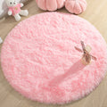 KIXINWA Pink Round Rug, 4X4 Feet Fluffy Circle Area Rug for Kids Room Bedroom Living Room Home Decor, Super Soft Cute Non Slip C