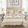 Fancy Linen 3pc Bedspread Bed Cover King/California King, Off White Floral New