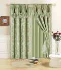 All American Collection New 4 Piece Drape Set with Attached Valance and Sheer with 2 Tie Backs Included (63 Length, Sage)