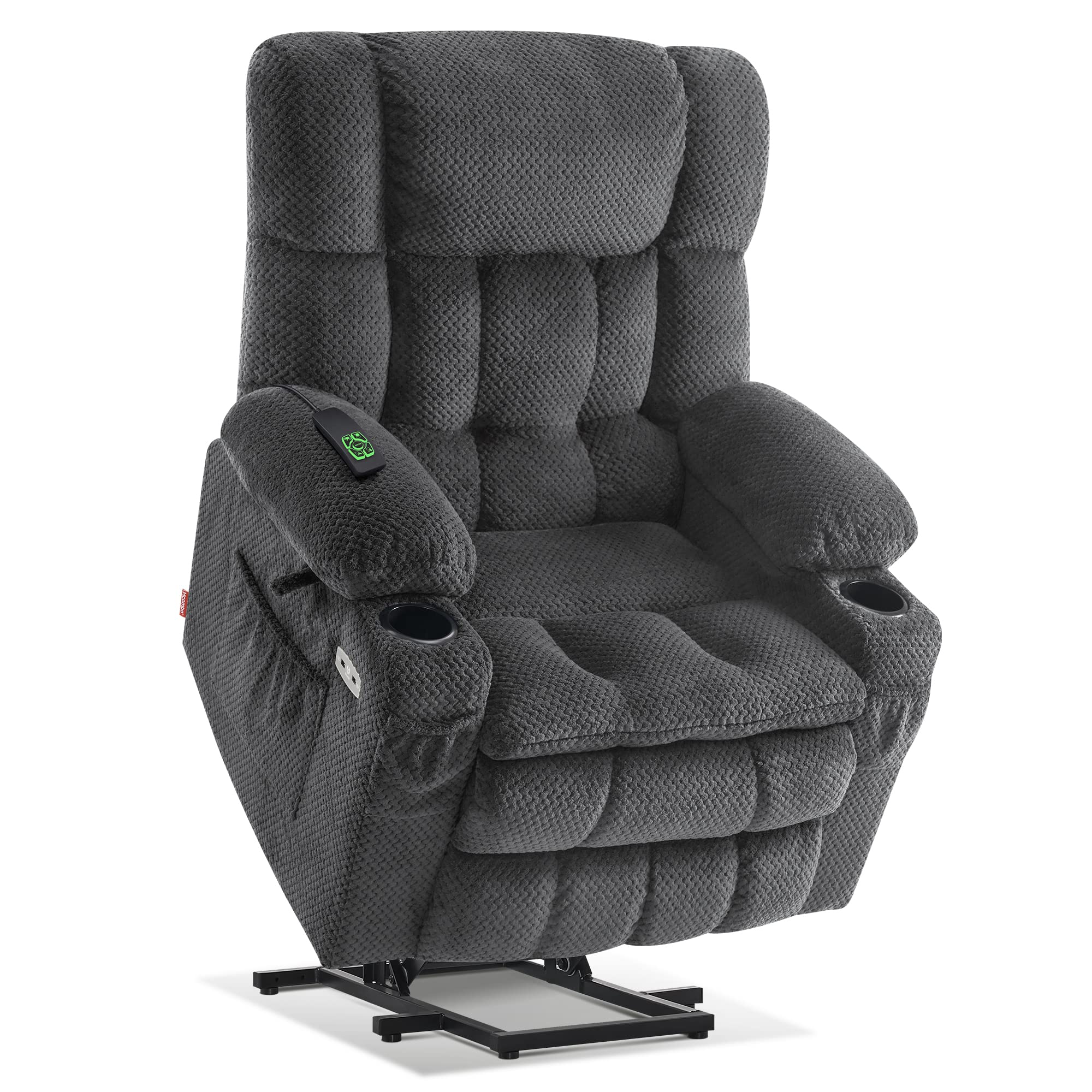 MCombo Dual Motor Power Lift Recliner Chair with Massage and Heat for Elderly People, Infinite Position, USB Ports, Cup Holders,