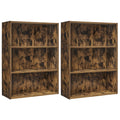 VASAGLE Set of 2 Bookshelves, 23.6 Inches Wide, 3-Tier Open Bookcases with Adjustable Storage Shelves, Floor Standing Units, Rus