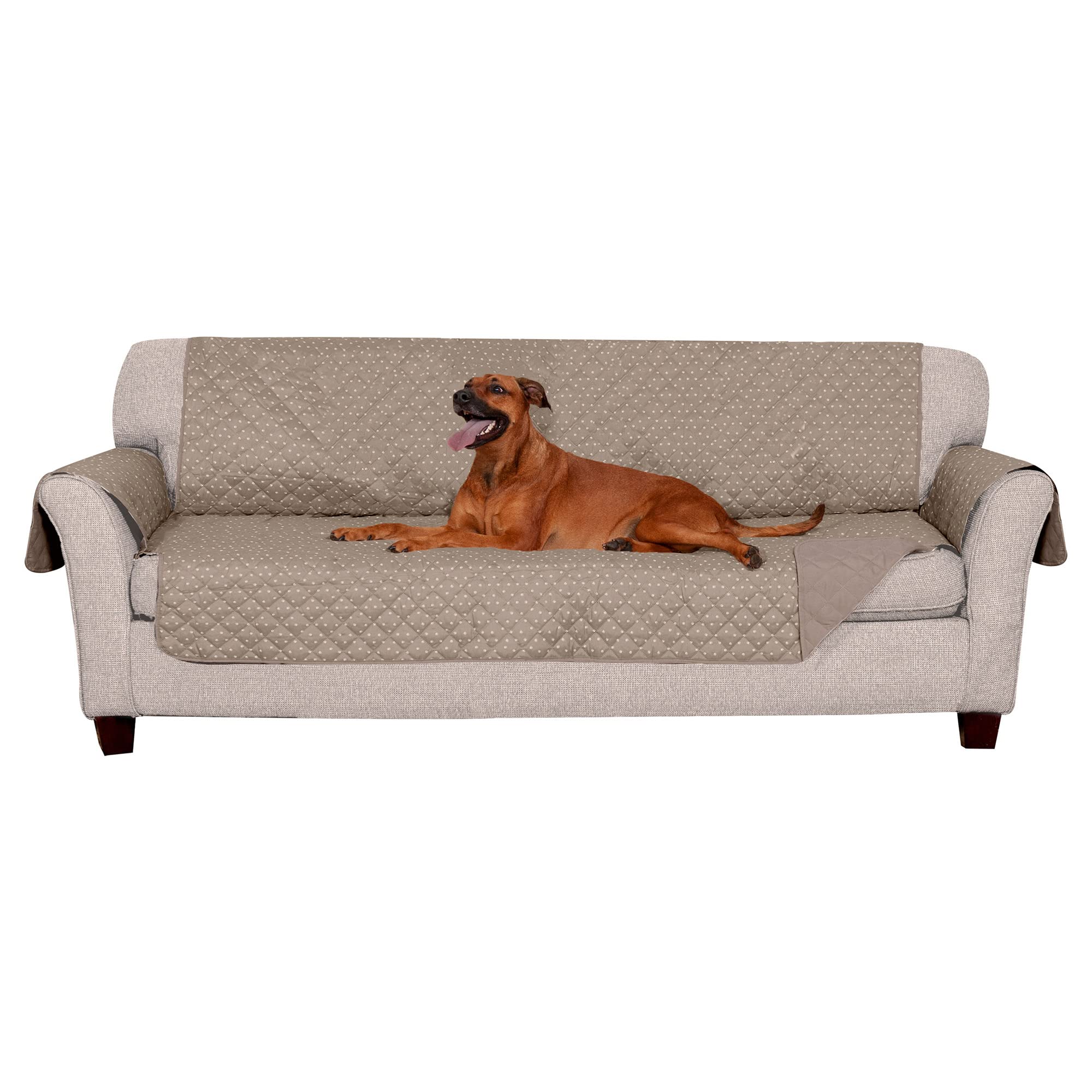 Furhaven Water-Resistant & Reversible Large Sofa/Couch Cover Protector for Dogs, Cats, & Children - Quilted Polka Paw Living Roo