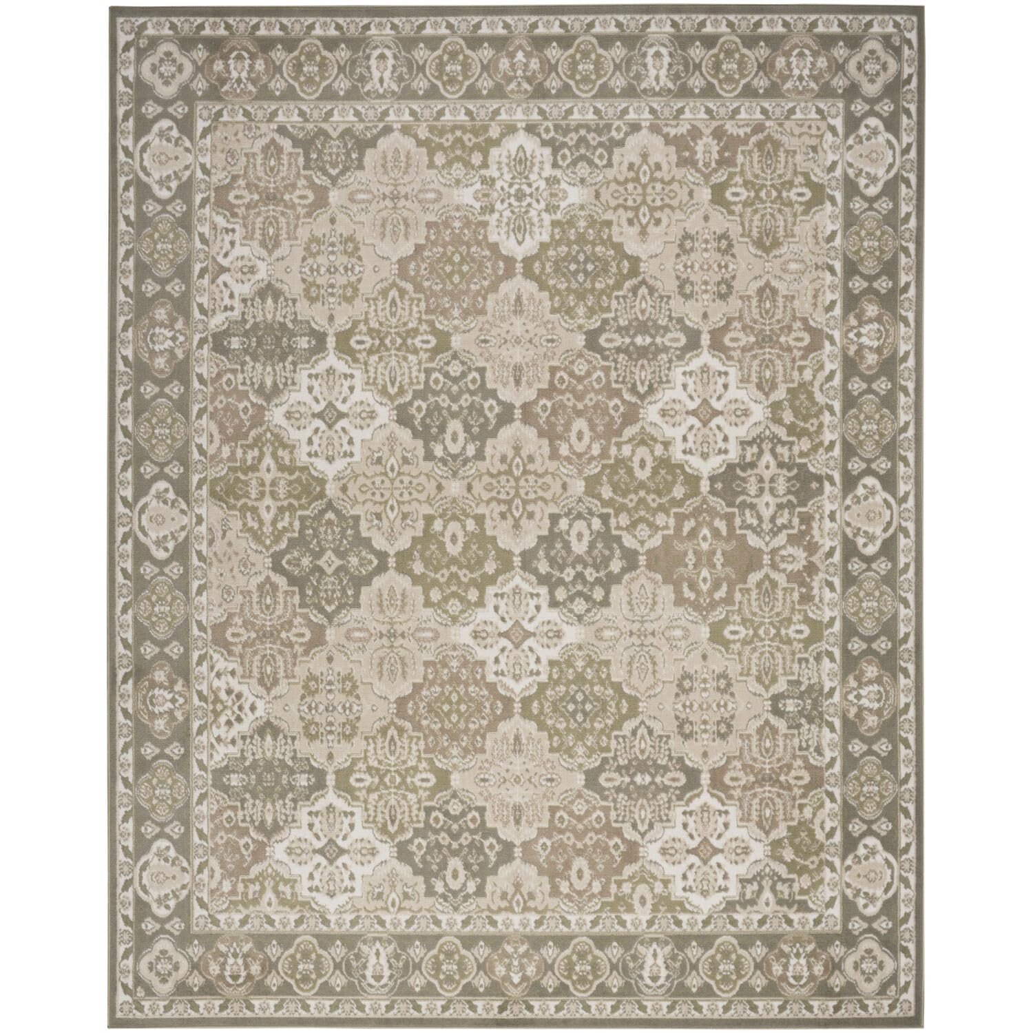 Nourison Grafix Traditional Green 710 x 910 Area Rug, Easy Cleaning, Non Shedding, Bed Room, Living Room, Dining Room, Kitchen