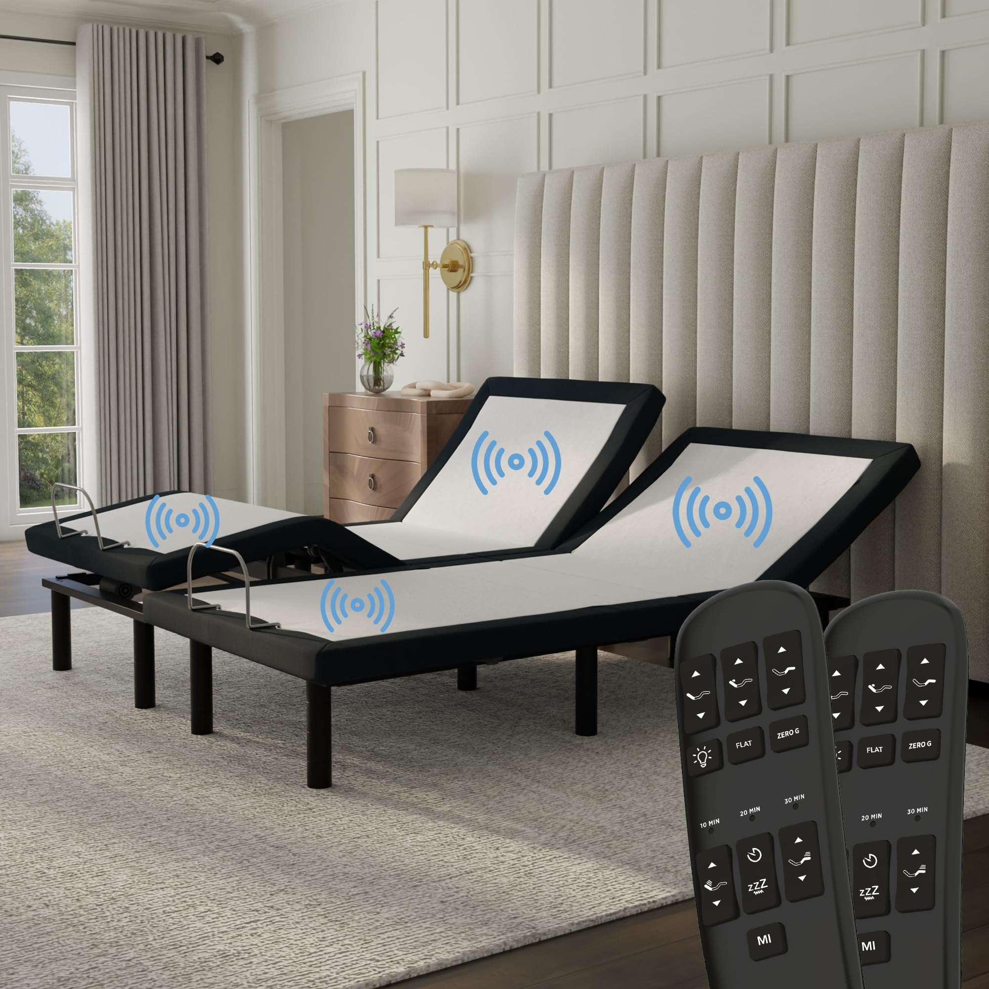 Blissful Nights Split King e4 Adjustable Bed Base Frame with Zero Gravity, Massage, Anti-Snore, Dual USB Charging, Under Bed Nig
