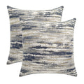 ROMANDECO Jacquard Chenille Striped Decorative Throw Pillow Covers for Couch Set of 2, 16x16 Inches, Navy Blue