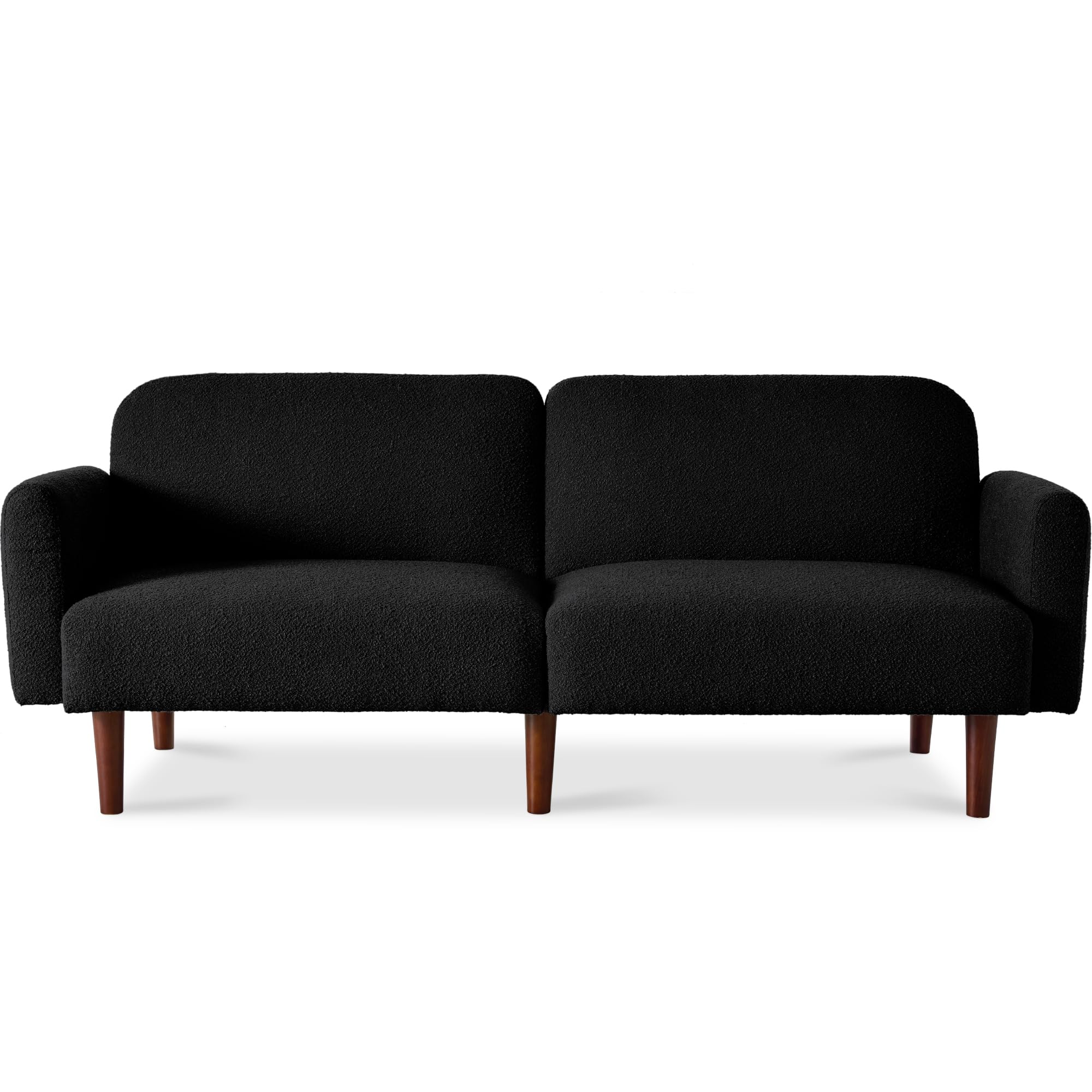Best Choice Products 77 Mid Century Modern Boucle Loveseat Sofa, Couch, Convertible Sofa Sleeper Bed w/Real Wood, Removable Armr