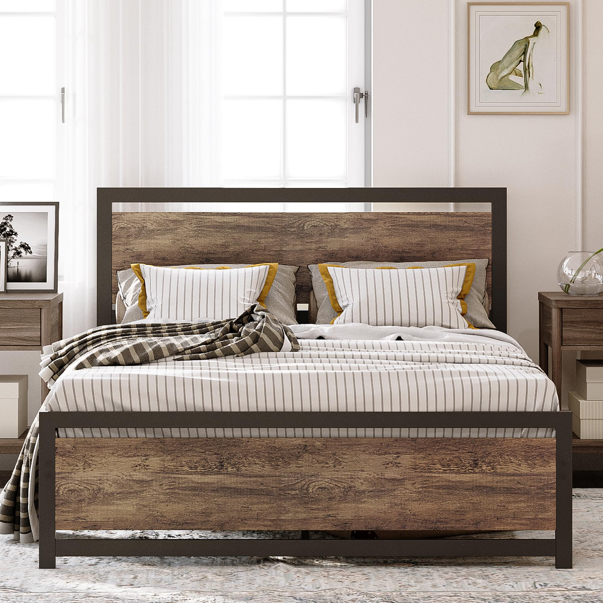 LIKIMIO California King Bed Frame with Headboard and Footboard, Metal Strong Supports, Easy Assembly, Noise-Free, No Box Spring 