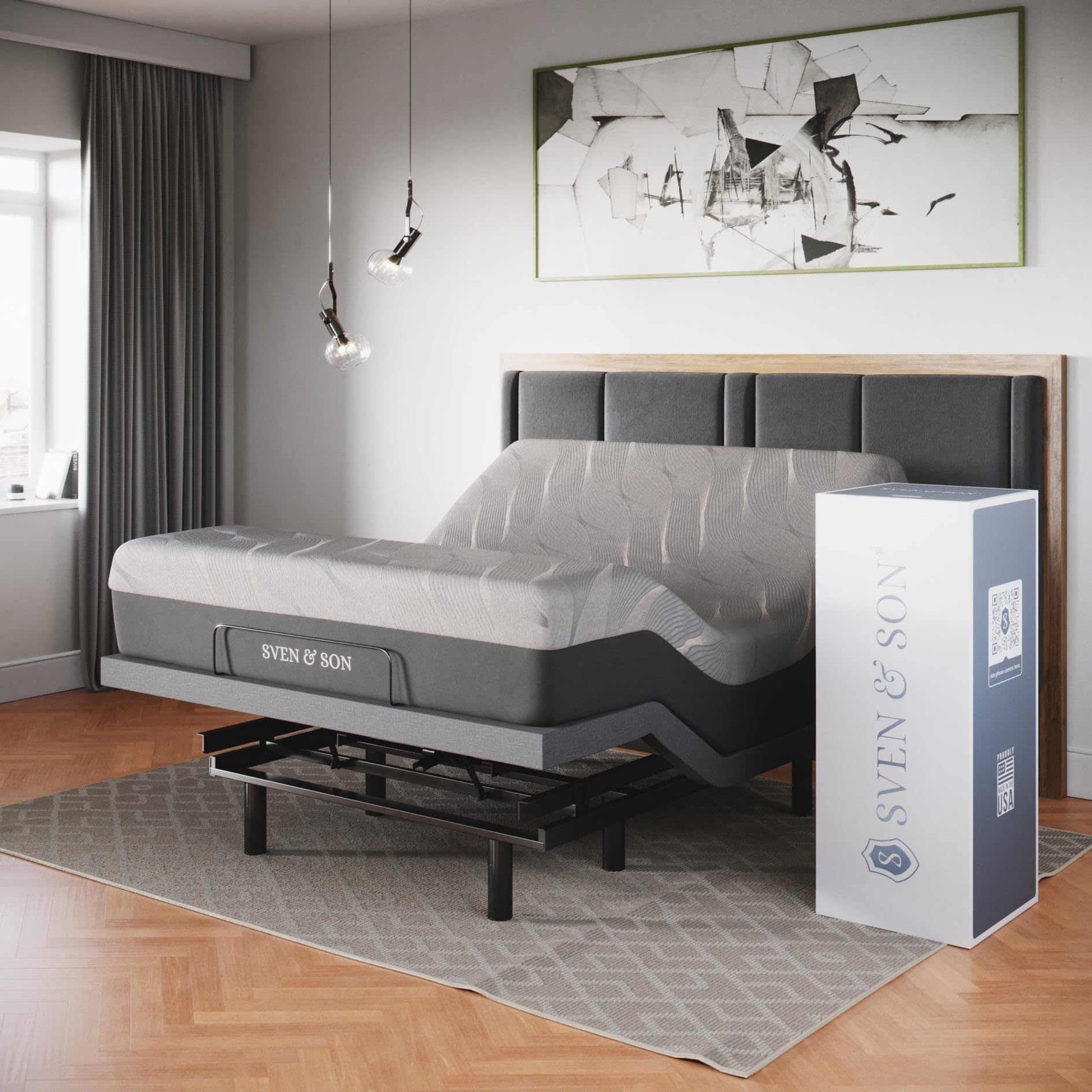 Sven & Son Classic Adjustable Bed Base, Head and Foot Lift, Massage, Under-Bed Lights, USB, Gel Memory, Zero Gravity Smart Frame
