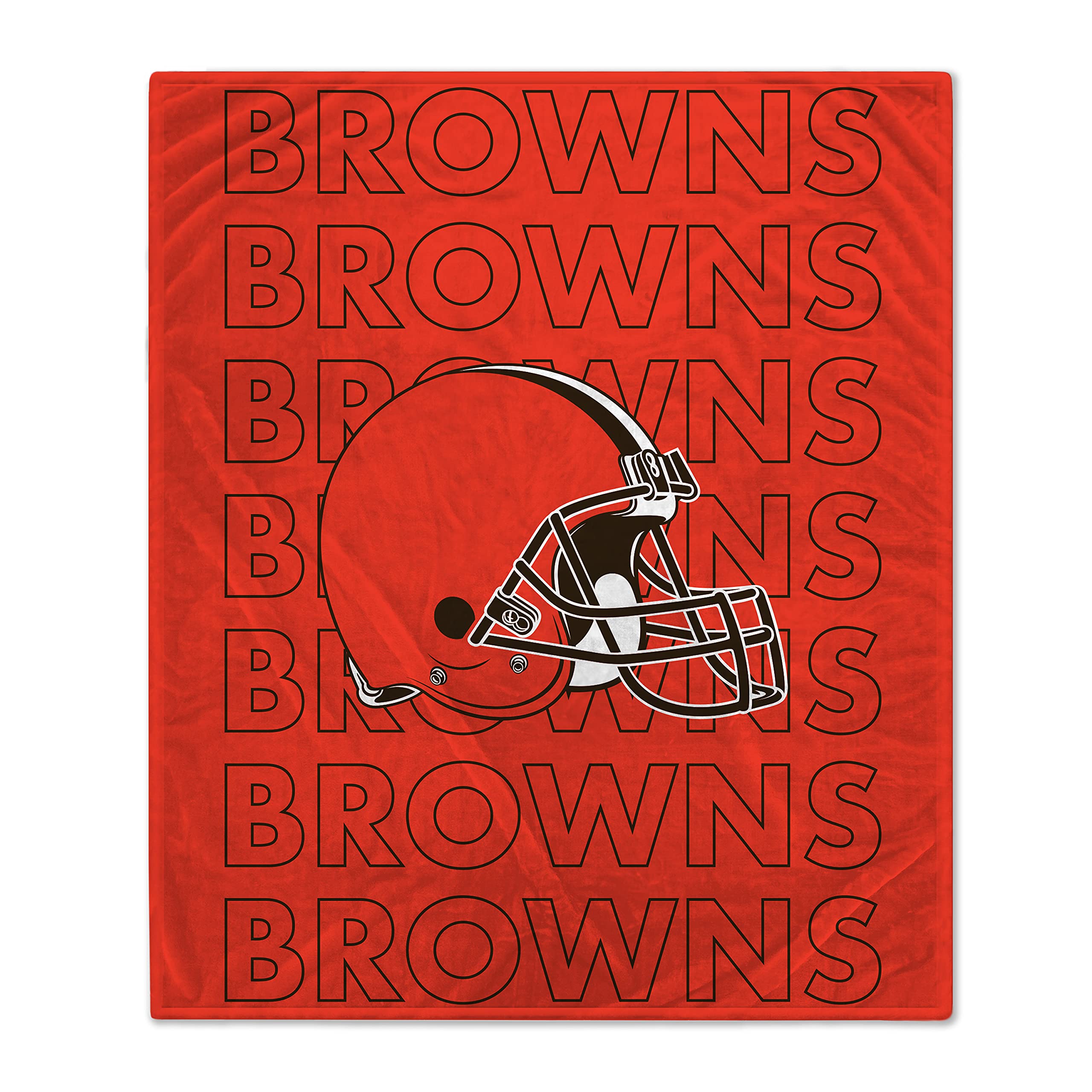 Pegasus Sports NFL Echo Team Wordmark Plush Blanket- Cleveland Browns, Team Color, 60x70