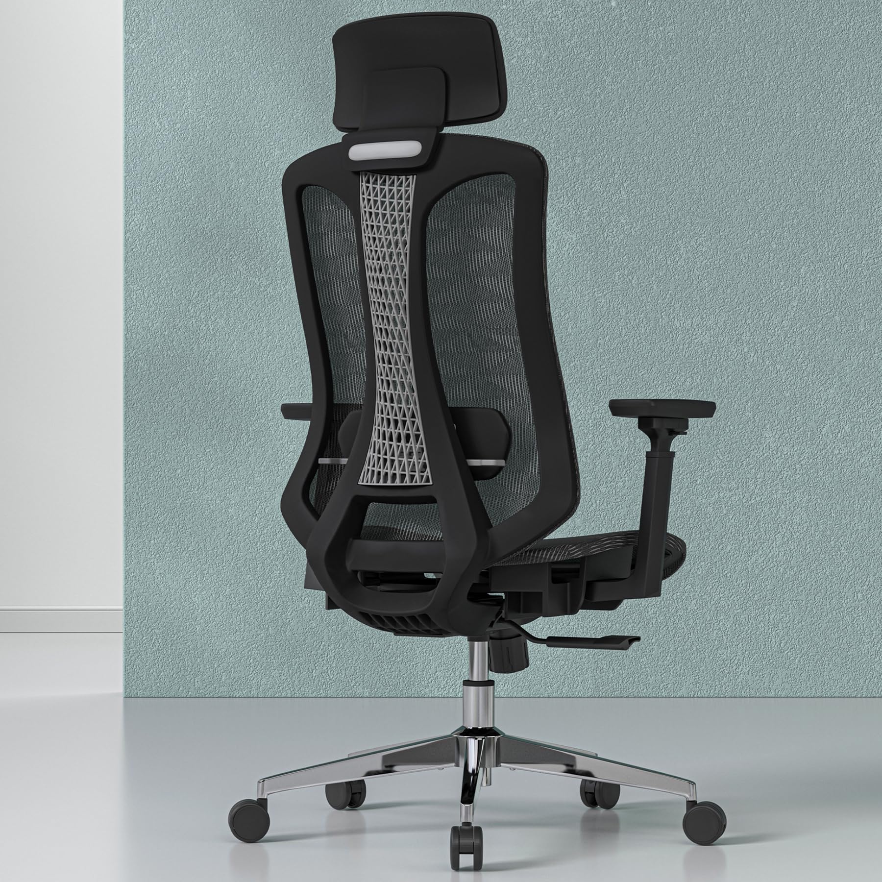 Logicfox Ergonomic mesh Office Chair, Computer Desk Chair with 3D Armrests, Adjustable Lumbar Cushion & 2D Headrest, Black High 