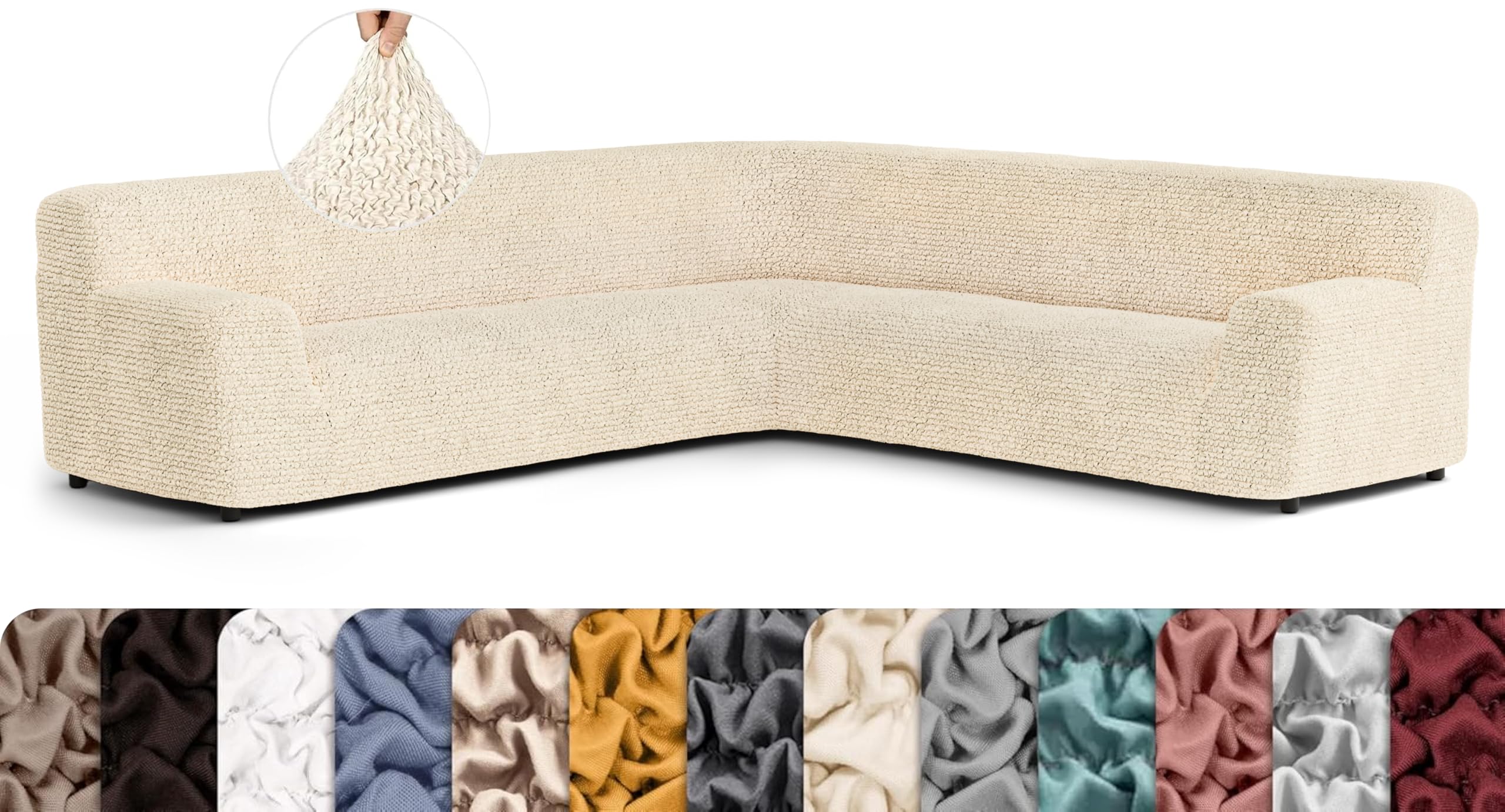 PAULATO BY GA.I.CO. Extra Large Corner Sectional Couch Cover - Oversized L-Shape Couch Slipcover - Washable Sofa Covers - 1-Piec