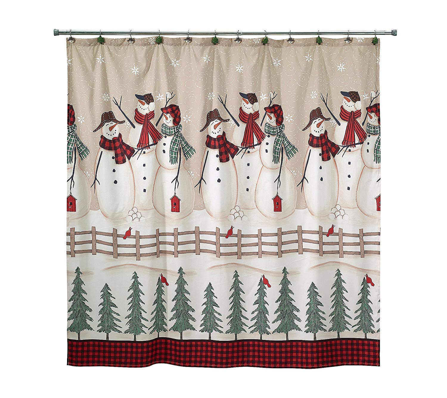 Avanti Linens - Fabric Shower Curtain, Holiday Inspired Bathroom Decor (Snowmen Gathering Collection, 72)