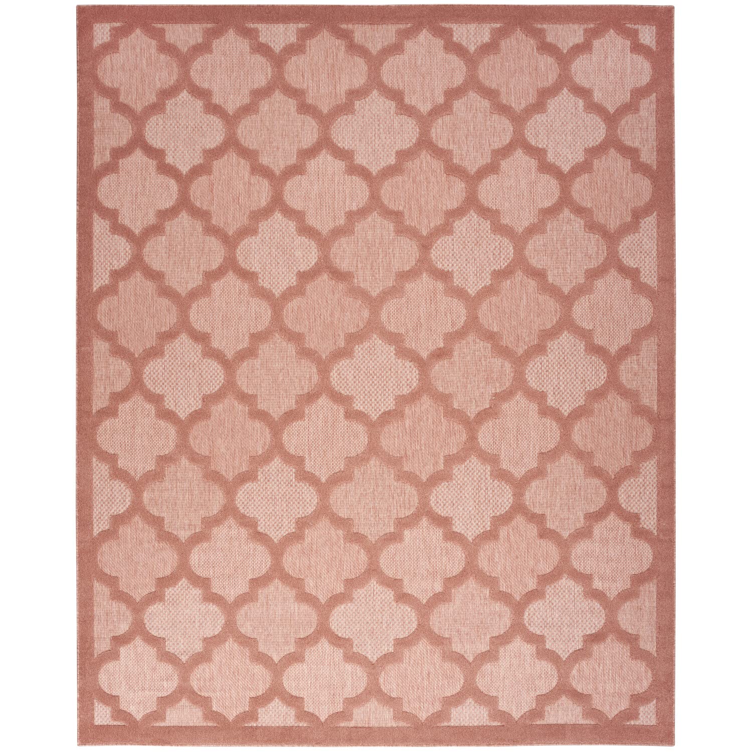 Nourison Easy Care Indoor/Outdoor Coral/Orange 8 x 10 Area Rug, Easy Cleaning, Non Shedding, Bed Room, Living Room, Dining Roo