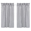 Cackleberry Home Black and White Ticking Stripe Cafe Curtains 28 Inches W x 24 Inches L Woven Cotton, Set of 2