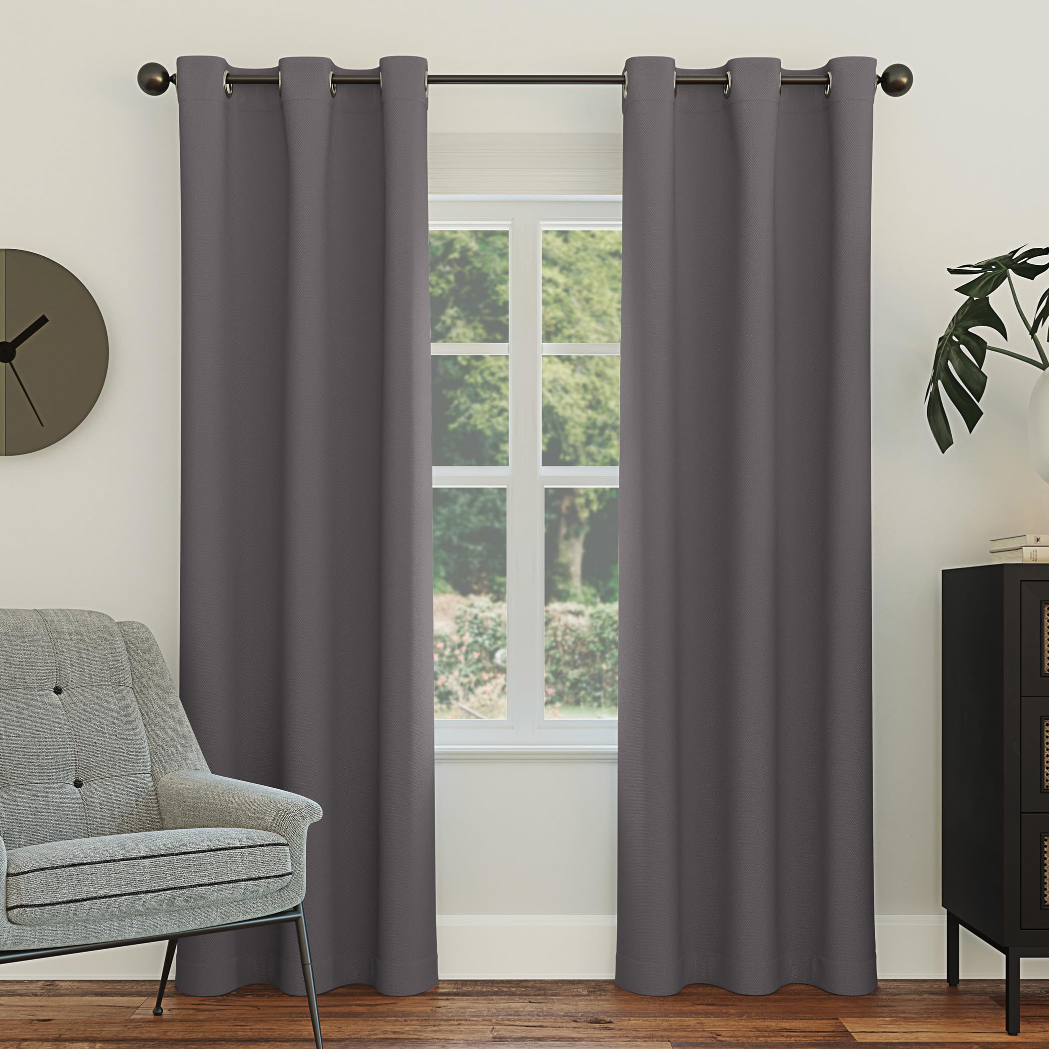 Sun Zero Easton Energy Saving Blackout Grommet Curtain Panel, 40 x 108, Charcoal