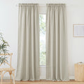 RYB HOME Linen Sheer Curtains - Semi Sheer Privacy Drapes for Bedroom Living Room Kitchen Bathroom Cafe Window Decor, Angora, 52