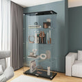 Beauty4U Glass Display Cabinet with 4 Shelves, 2 Doors Curio Cabinets for Living Room, Bedroom, Office, Black Floor Standing Gla