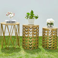 Nesting Side Table Set of 3 Decorative Round Garden Stools for Indoor Outdoor Heavy Duty Metal Frame Side Table Nightstands Mode