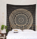 raajsee Black Gold Mandala Tapestry For Bedroom- Aesthetic Tapestry - Indie Wall Tapestry Hippie Room Decor - Boho Tapestrys -Tr