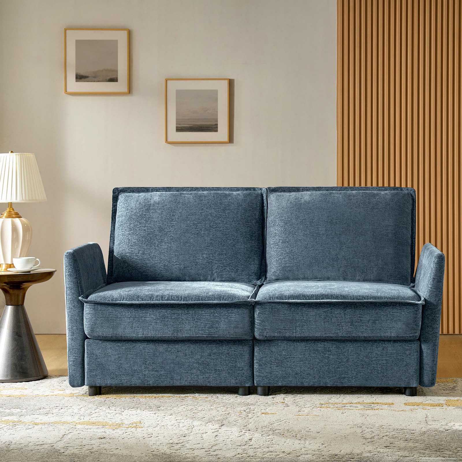 HULALA HOME 67 Modern Chenille Loveseat Sofa, 2 Seater Couch with Storage, Comfy Deep Seat, Small Loveseat Couches for Living 