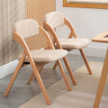 HOMEFUN Folding Chairs with Padded Seats, Wooden Stackable Dining Chair Set of 2 with Removable Cover Extra for Guests Kitchen O