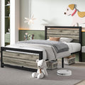 Catrimown Twin Bed Frames with Wood Headboard and Footboard, Heavy Duty Metal Twin Platform Bed Frame, Noise-Free, Twin Bed Fram