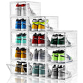 INSTY 12 Pack Shoe Storage Boxes, Stackable Clear Boxes With Doors, Organizer Containers For Sneakers - Fit US Mens/Womens Siz
