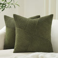 Topfinel 12x12 Inch Olive Green Decorative Throw Pillow Covers Set of 2,Soft Corduroy Small Couch Pillow Covers Windmill Texture