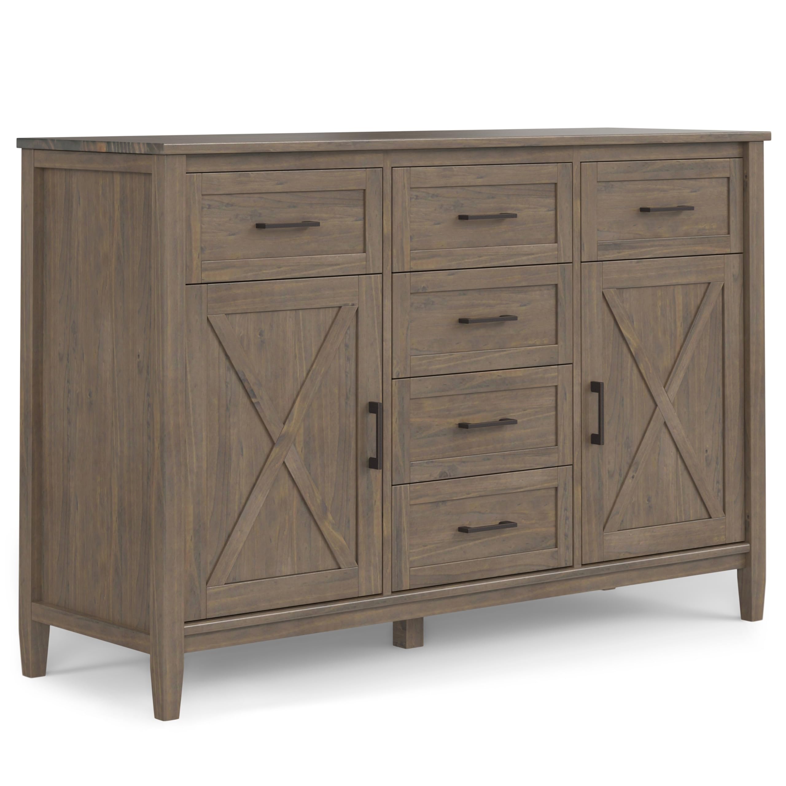 SIMPLIHOME Ela Solid Wood and Pine 54 inch x 18 inch Rectangle Transitional Sideboard in Smoky Brown for The Dining Room and Kit