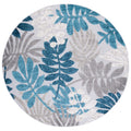 SAFAVIEH Cabana Collection 67 Round Grey/Blue CBN814F Botanical Indoor/ Outdoor Non-Shedding Easy Cleaning Patio Backyard Porch