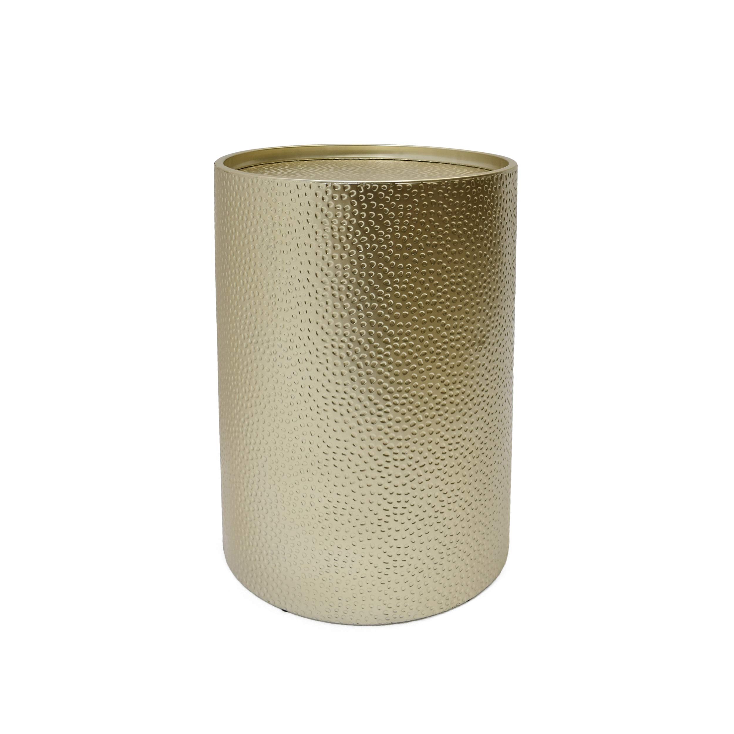 Christopher Knight Home Rache Modern Round Accent Table with Hammered Iron, Gold 16 in x 16 in x 22.25 in