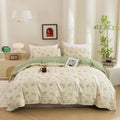 ECOCOTT Duvet Cover King Size - Reversible Green Floral Duvet Cover Set, Ultra Soft & Breathable Comforter Cover with Zipper Clo