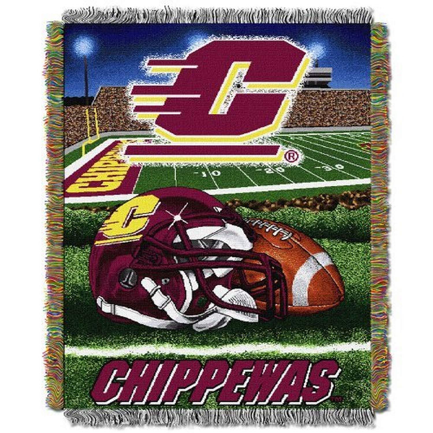 Northwest COL 051 HFA Central Michigan Chippewas NCAA Woven Tapestry Throw (Home Field Advantage) (48x60)