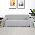 MYSKY HOME Light Grey Geometrical Sofa Covers, Sectional Couch Covers for 2 Cushion Couch Couch Cover Living Room Sofa Throws So
