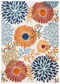 SAFAVIEH Cabana Collection Accent Rug - 4 x 6, Creme & Red, Floral Design, Non-Shedding & Easy Care, Indoor/Outdoor & Washable